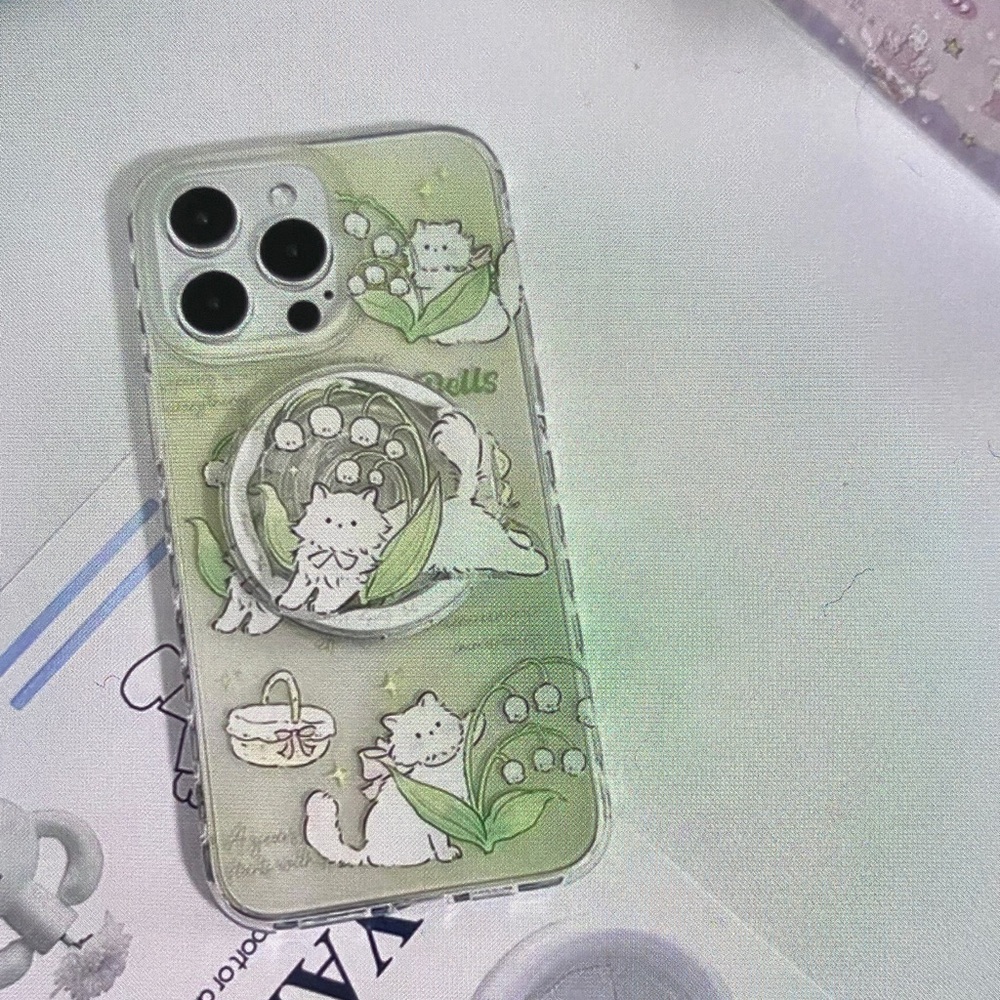 Cute Cat Design Phone Case - Green
